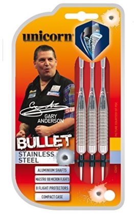 22g UNICORN GARY ANDERSON BULLET STAINLESS STEEL DARTS SET - 1