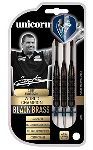 23g UNICORN GARY ANDERSON schwarz BRASS DARTS SET - 1