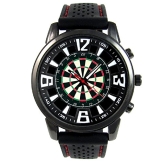 Dartboard Herrenuhr mit schwarzem Silikonarmband - 1