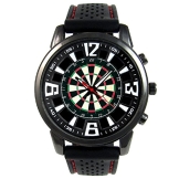 Dartboard Herrenuhr mit schwarzem Silikonarmband - 1