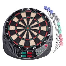 Elektronische Dartscheibe Dart Komplettset 159 Spiel-Variationen 4 Displays mit Sound inkl. 12 Pfeile bis zu 16 Spieler mit Cybermatch Elektronisches Dartspiel Elektrisches Dartboard Dartspiel - 1