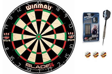 Phil Taylor 22g Silverlight Darts + Winmau Blade 4 Dartboard + McDart®Flights - 1