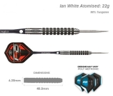 Red Dragon Ian 'Diamond' White Atomised - 22g - 90% Tungsten Darts (Steel Dartpfeile) mit Flights, Schäfte, Brieftasche & FREE Red Dragon Checkout Card - 1