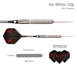 Red Dragon Ian 'Diamond' White Element 6 - 22g - 90% Tungsten Darts (Steel Dartpfeile) mit Flights, Schäfte, Brieftasche & FREE Red Dragon Checkout Card - 1