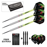 Red Dragon Peter Wright Snakebite 8 - 19g Steel Dartpfeile mit Flights, Schafte, Brieftasche + FREE Red Dragon Checkout Card - 1