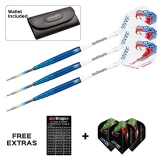 Red Dragon Peter Wright Snakebite PL15 Blau 22g - 90% Tungsten Darts (Steel Dartpfeile) mit Flights, Schäfte, Brieftasche & FREE Red Dragon Checkout Card - 1