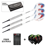 Red Dragon Peter Wright Snakebite PL15 Soft Tip - 18g - 90% Tungsten Steel Dartpfeile mit Hardcore Flights, Schäfte, Brieftasche & FREE Red Dragon Checkout Card - 1