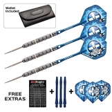 Red Dragon Robert 'The Thorn' Thornton 24g - 95% Tungsten Darts (Steel Dartpfeile)mit Flights, Schäfte, Brieftasche & FREE Red Dragon Checkout Card - 1