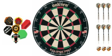 Unicorn Eclipse Pro Dartboard+2 Satz Darts+10 Satz McDart®Flights - 1